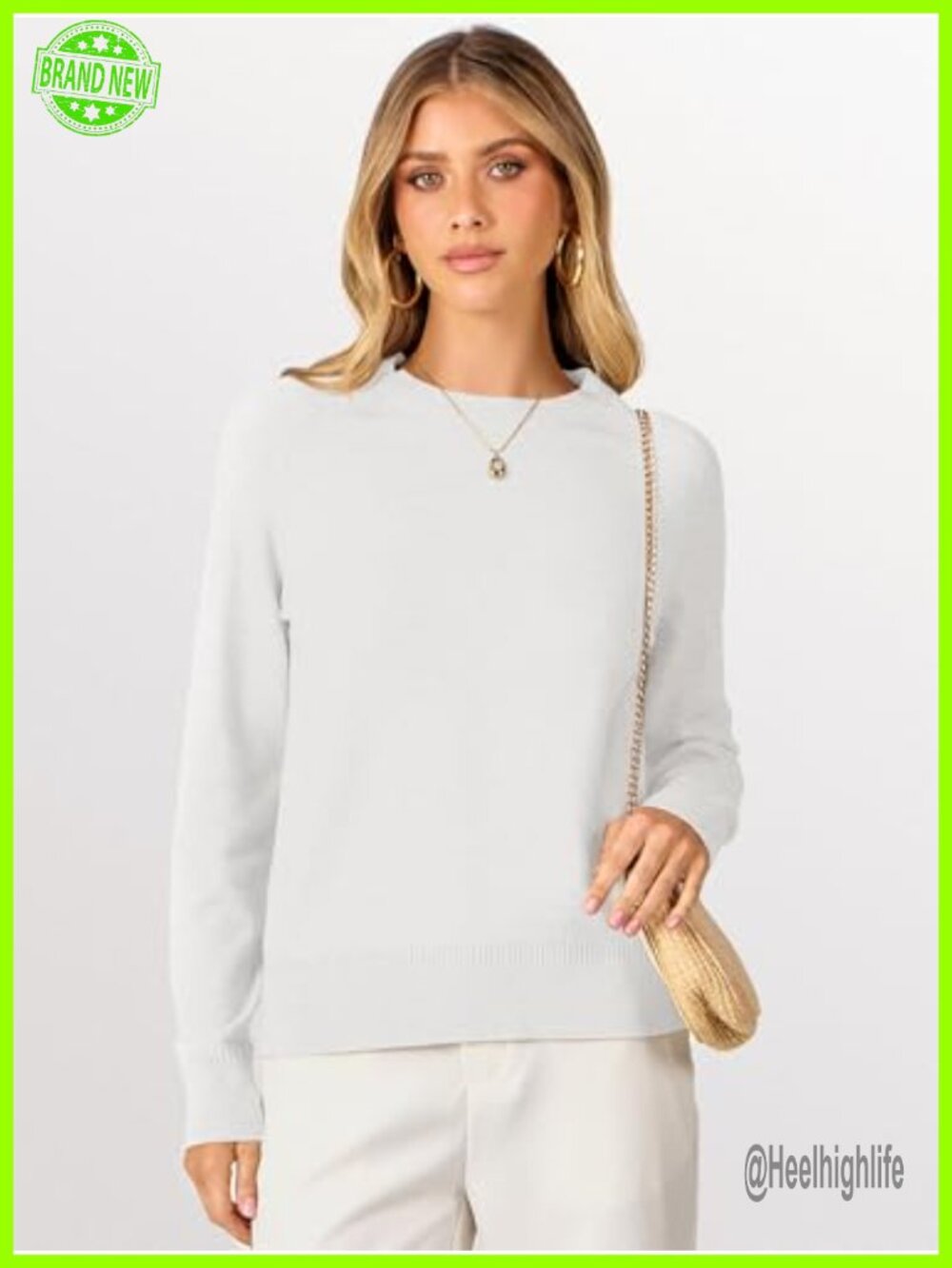 Women's Long Sleeve Crew Neck Lightweight Sweater Top - Picture 2 of 6